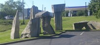 Stone art across the way on the Harley lot