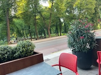 Skøn park overfor hotellet
- Linne-park