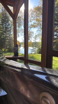 La vue à l’intérieur du spa!
