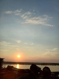 View of the Mississippi River at sunset.