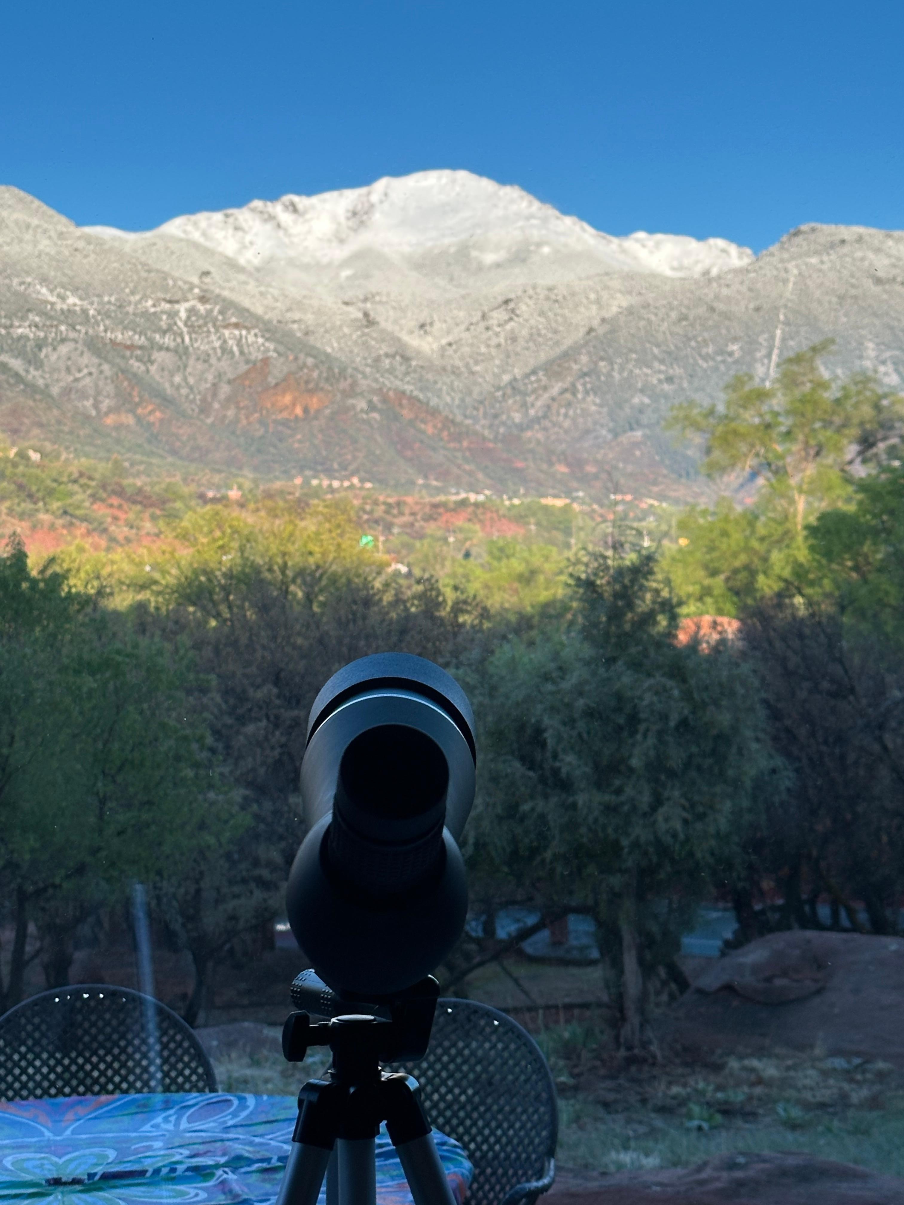 View from living room bay window-Pike’s Peak