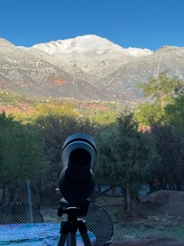 View from living room bay window-Pike’s Peak