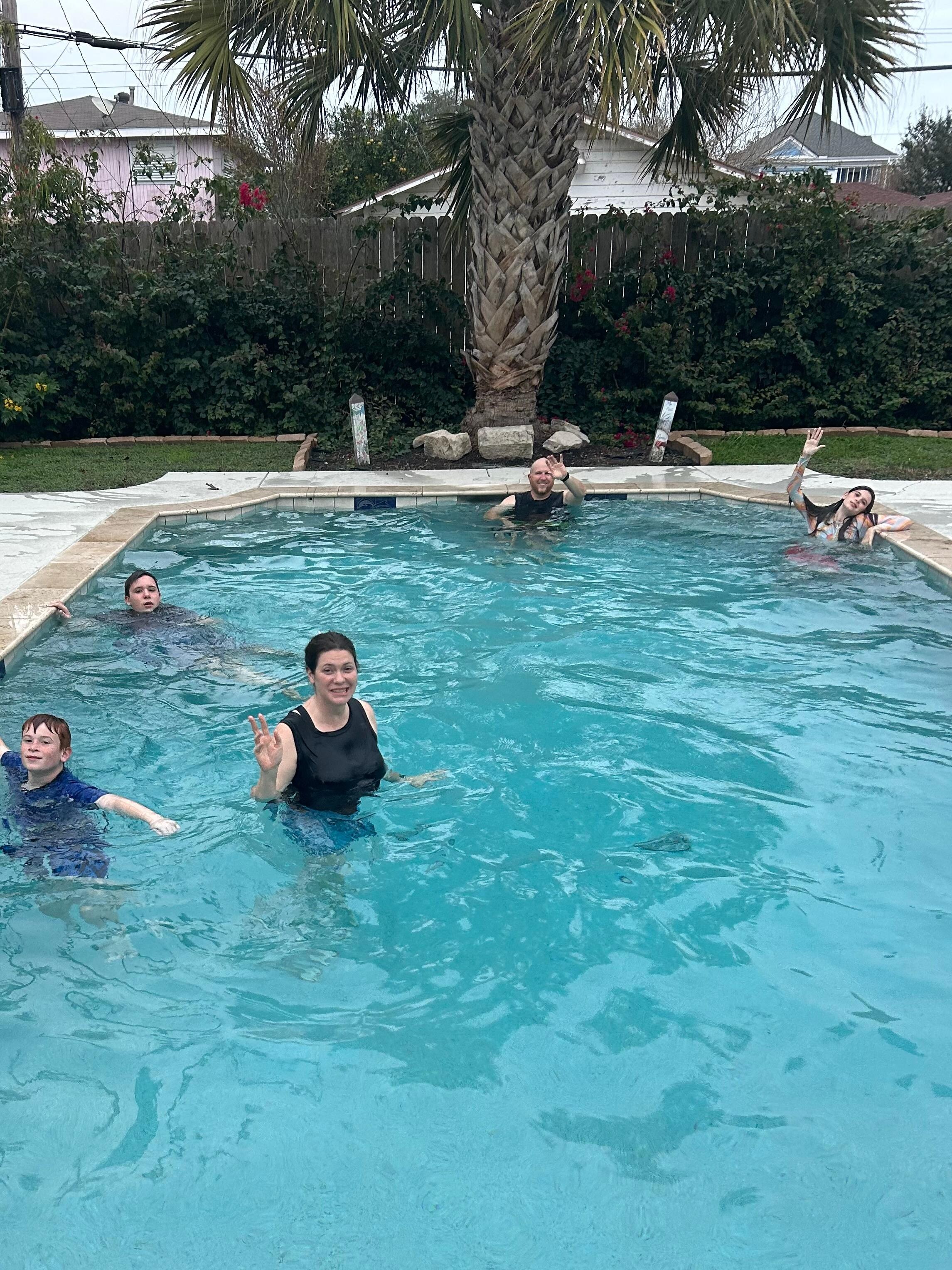 Very comfortable pool.  Everyone enjoyed it