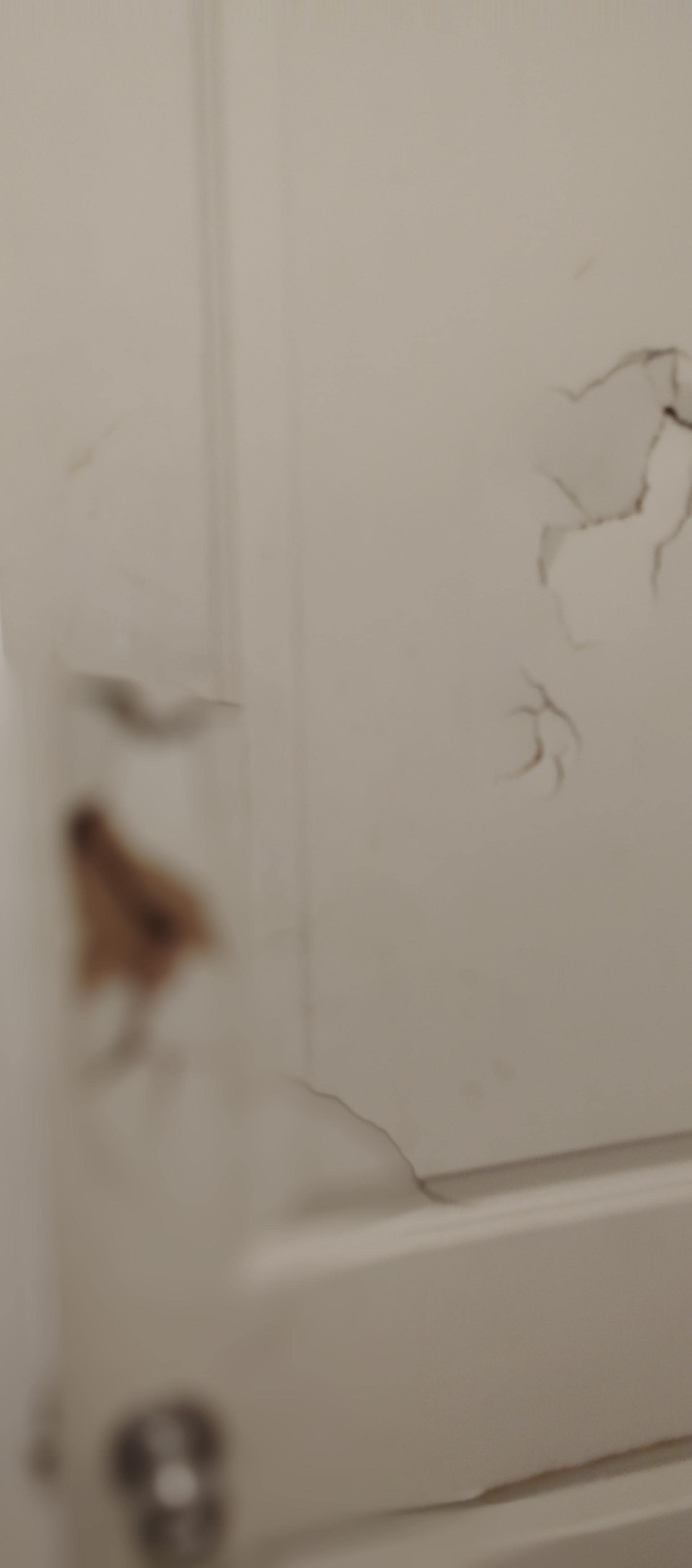 Door kicked. Took photo so I would not get charged for damaged property.