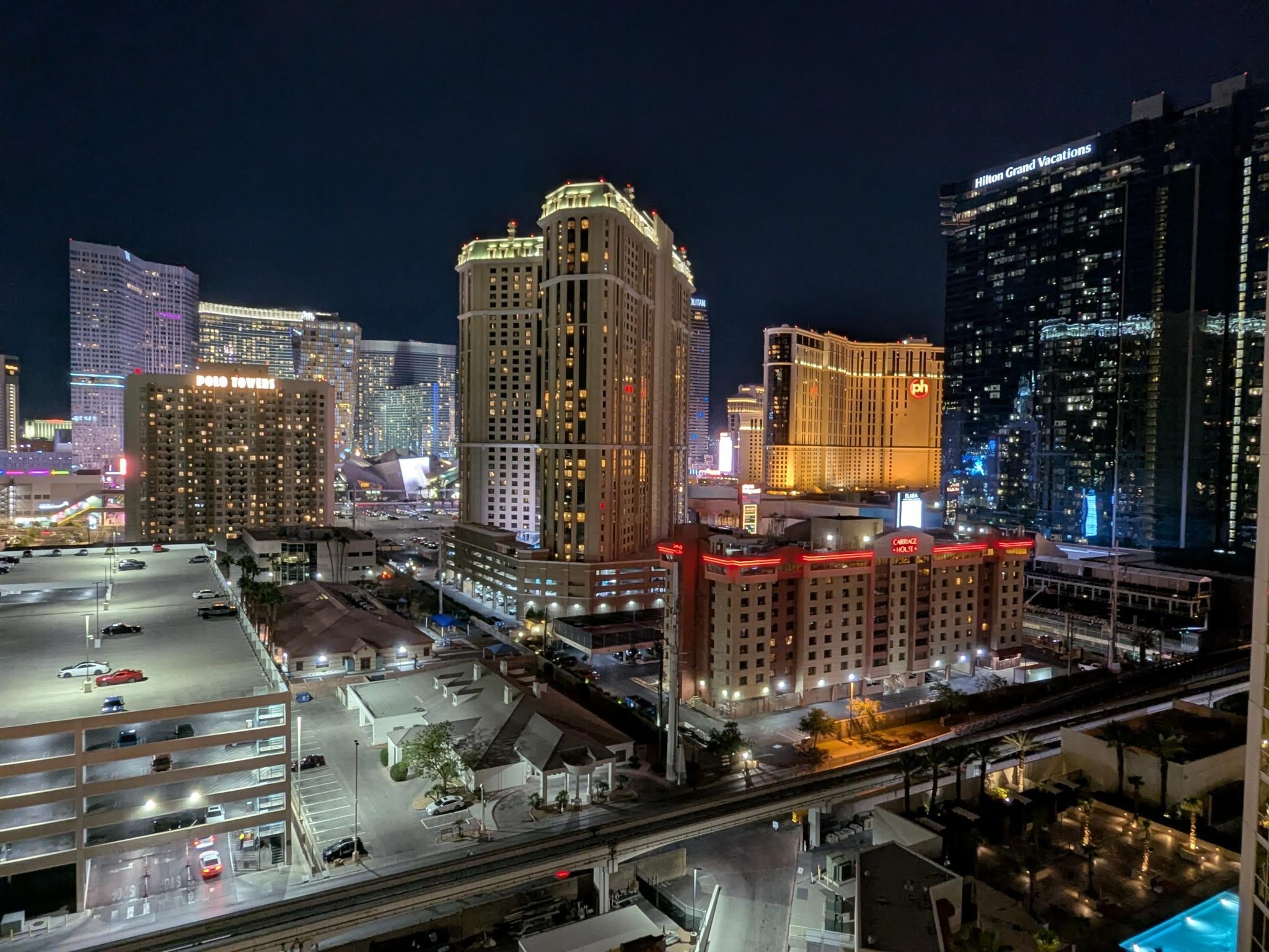 Night time view from the balcony. 