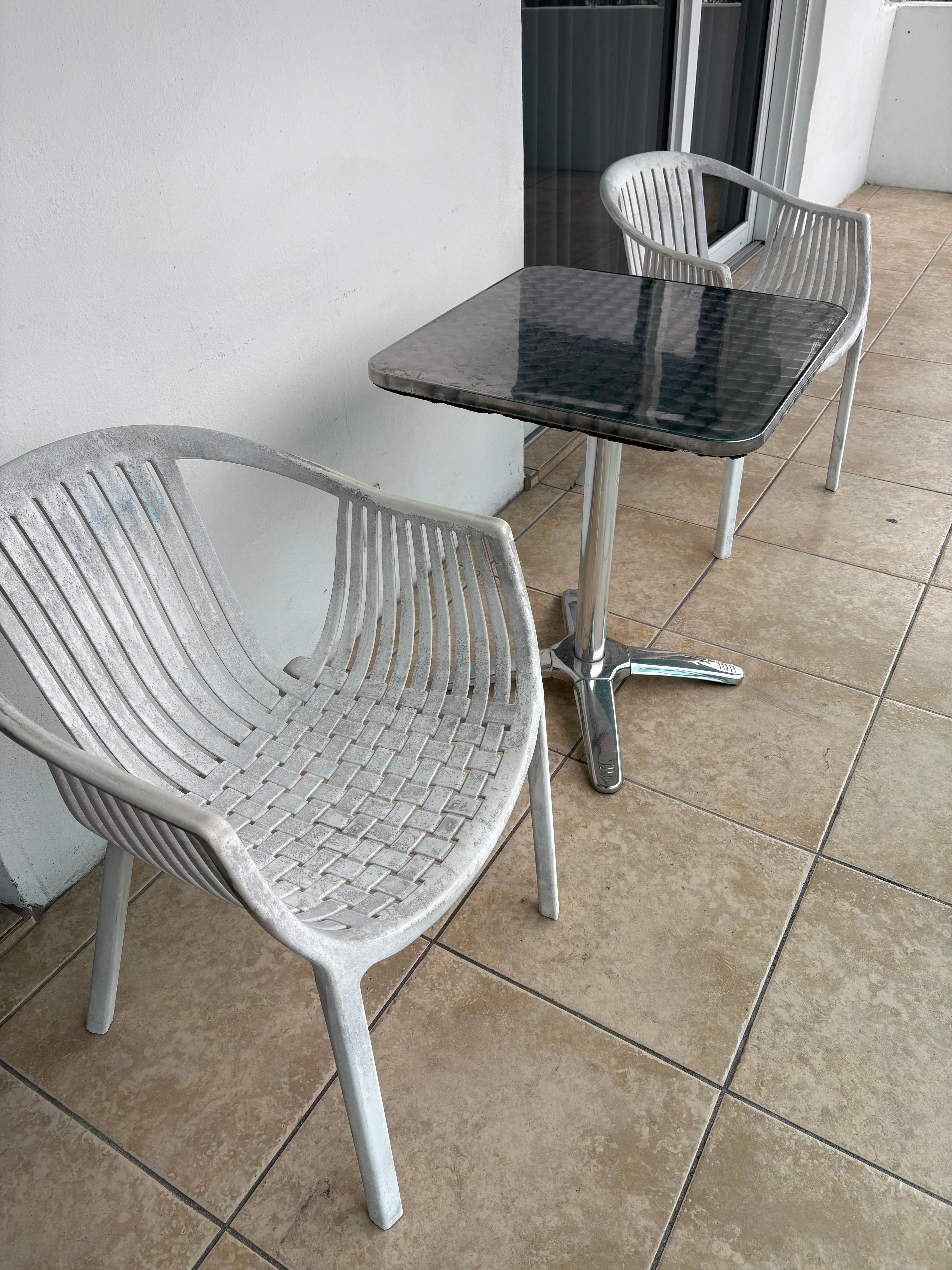 Our patio chairs and table. So dirty gross!