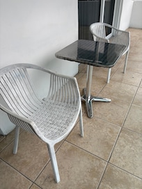 Our patio chairs and table. So dirty gross!