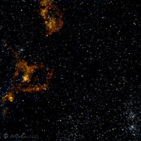 Heart and Soul Nebulae with Caldwell 14. NGC 884 and NGC 889 double cluster take with a Rokinon 135mm lens and dedicated Astro camera