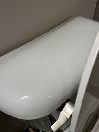 Hair and dirt all over bathroom.