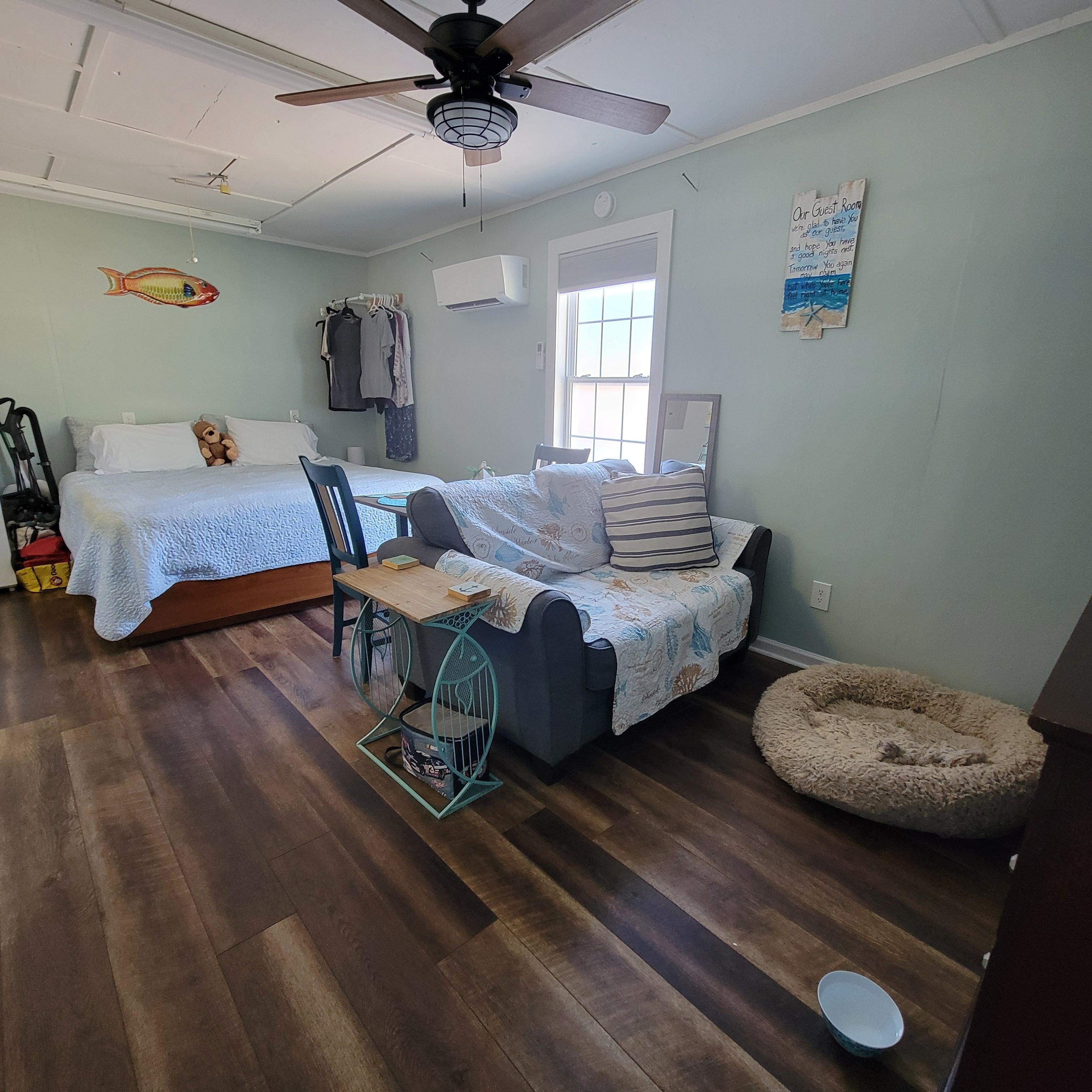 Our pups large bed fit in the living room area