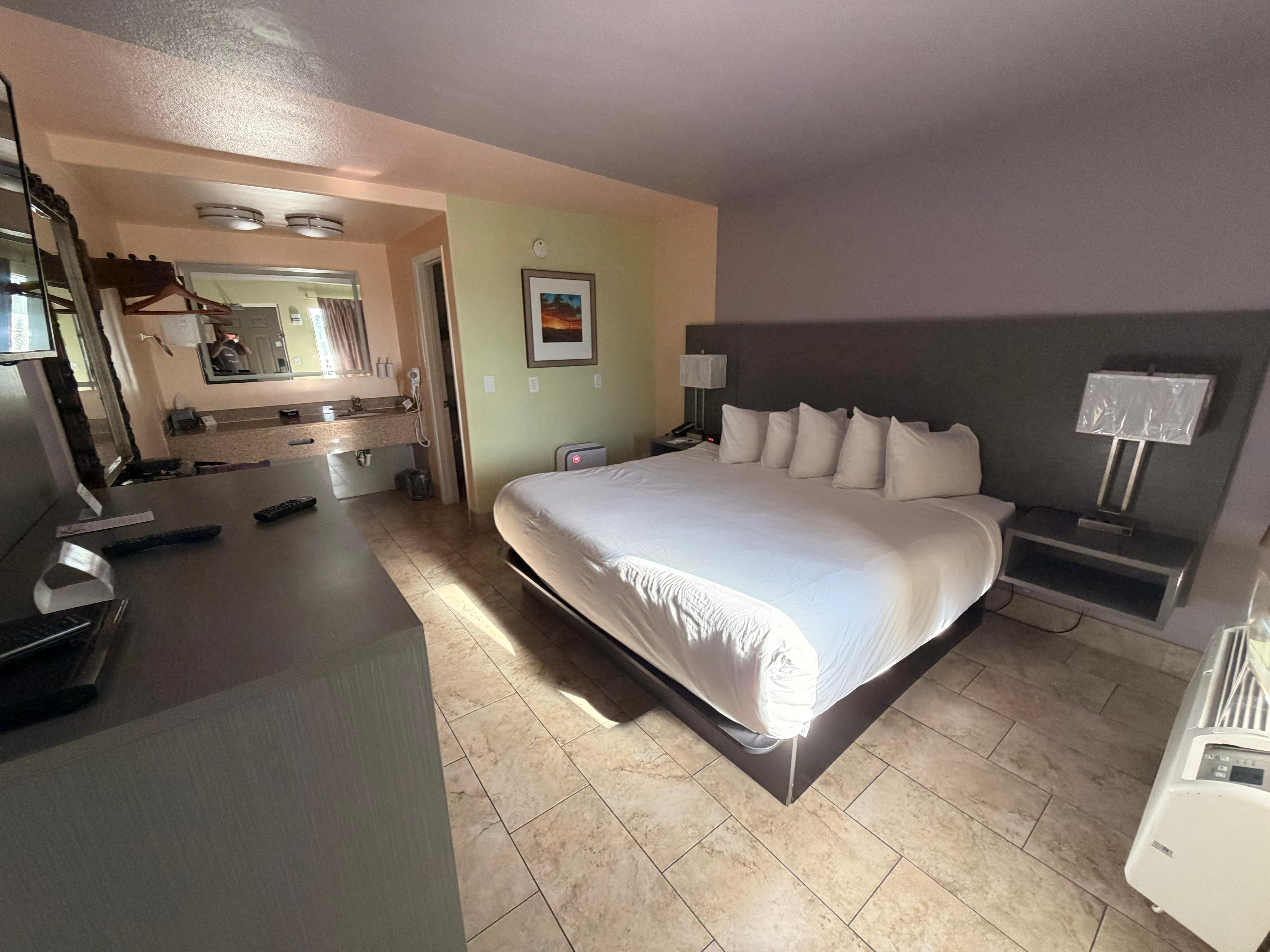 Simple King room with decent space. 