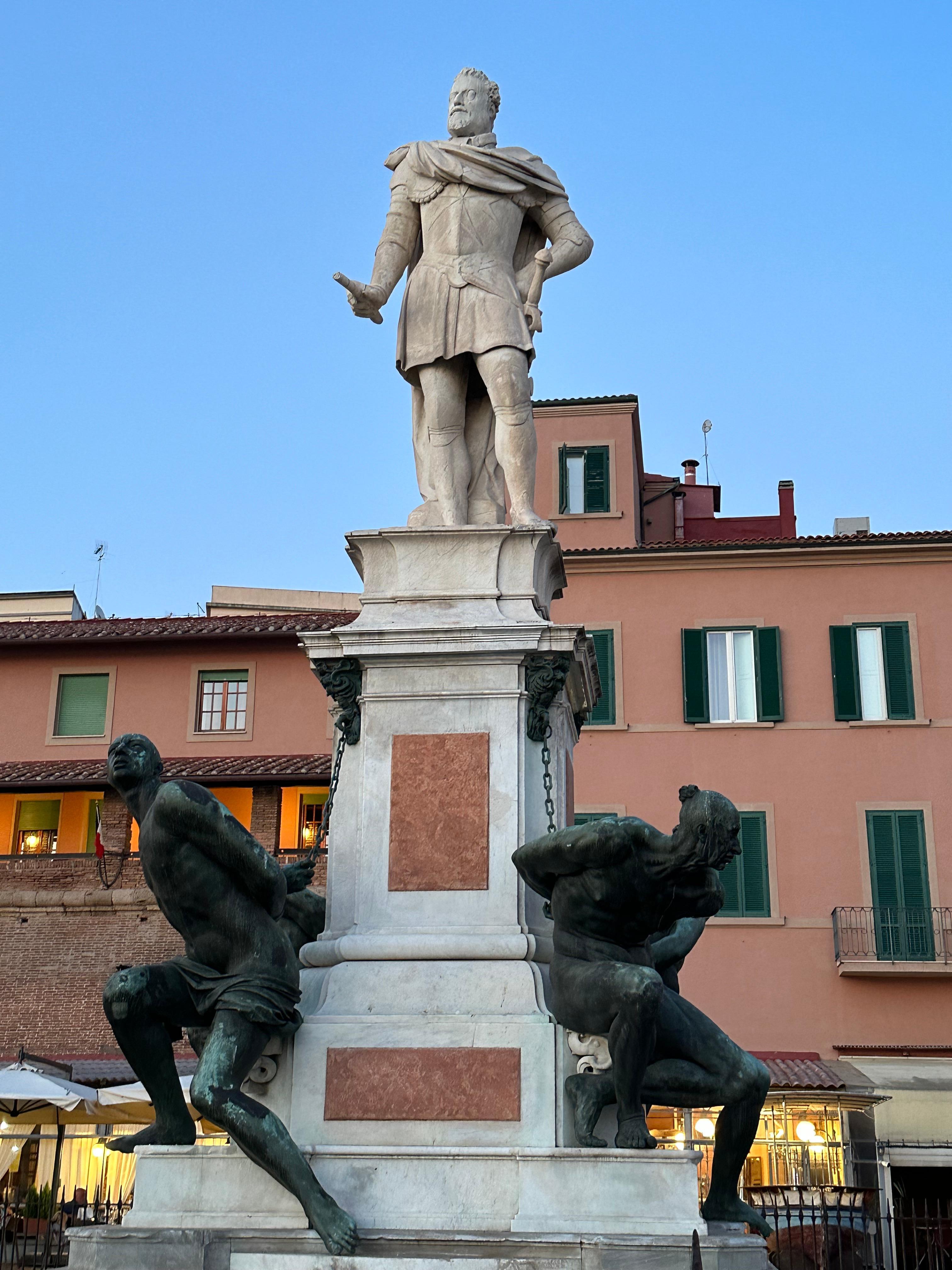 Statue in front of the hotel.