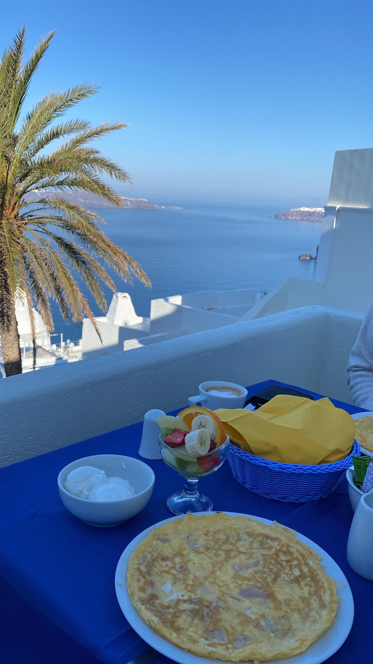Breakfast on our balcony