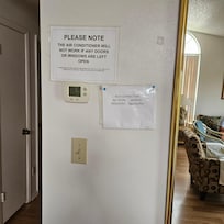 One of several notices on every wall