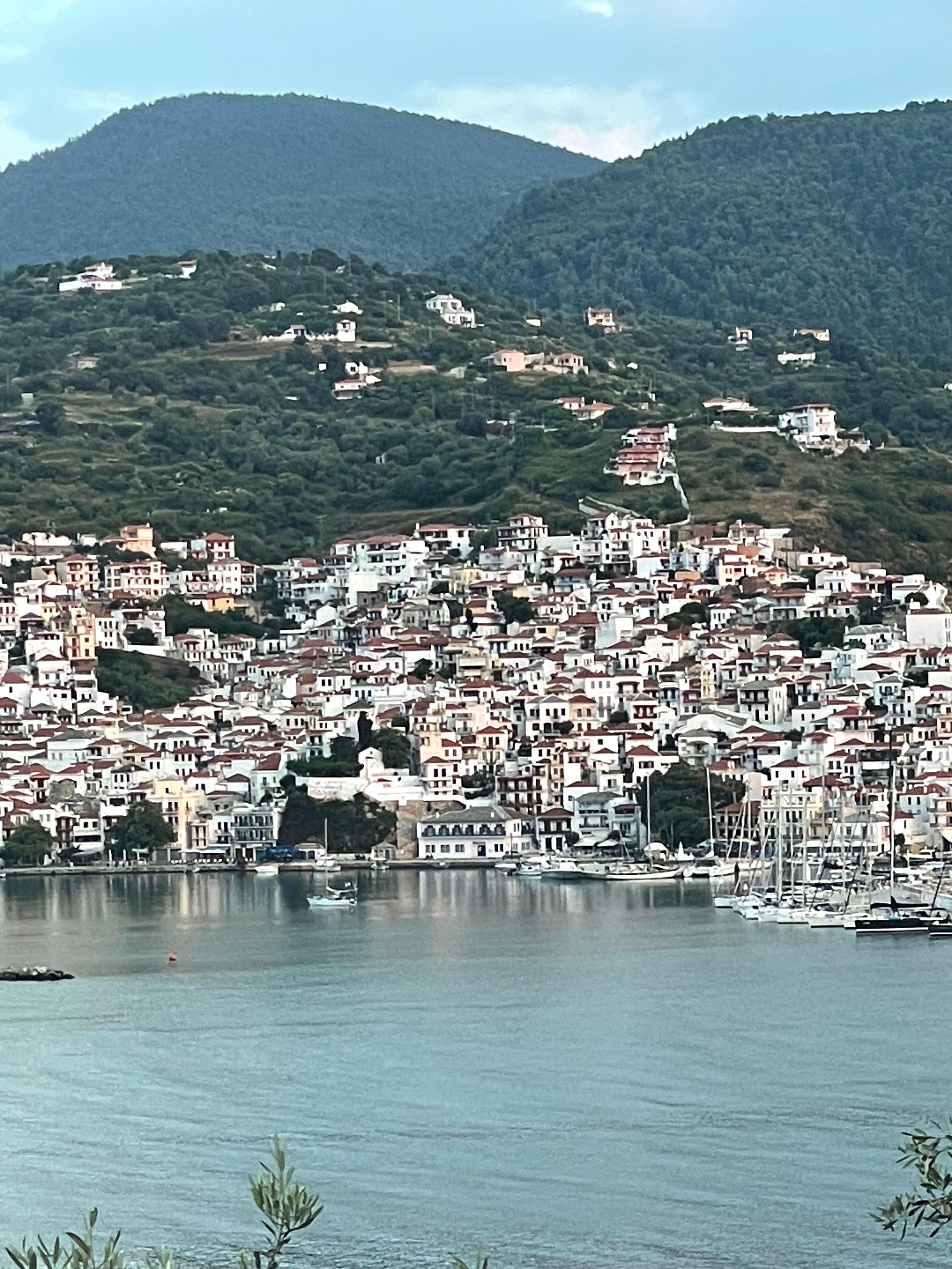 View from balcony into town