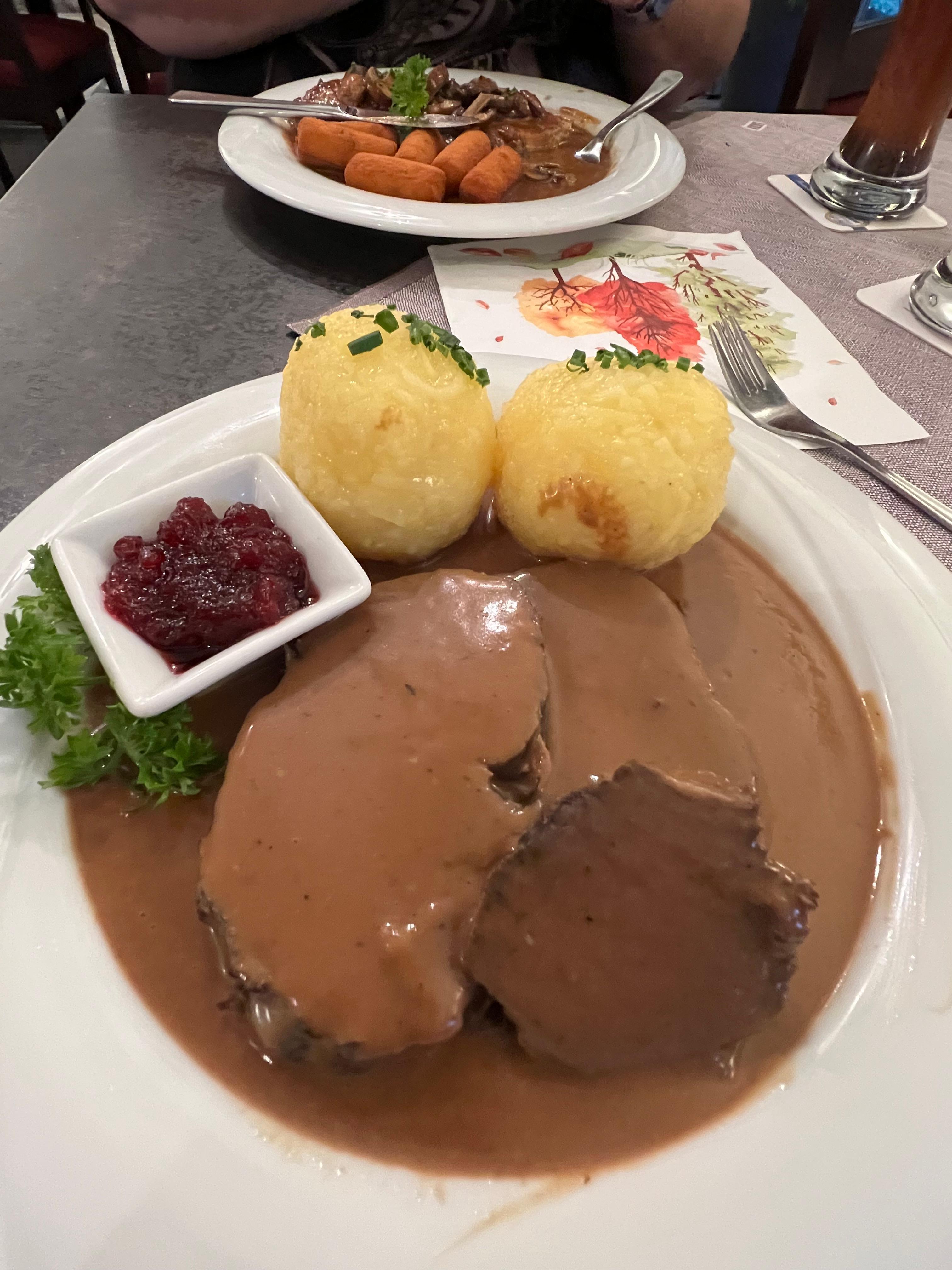 Sauerbraten at the onsite restaurant 