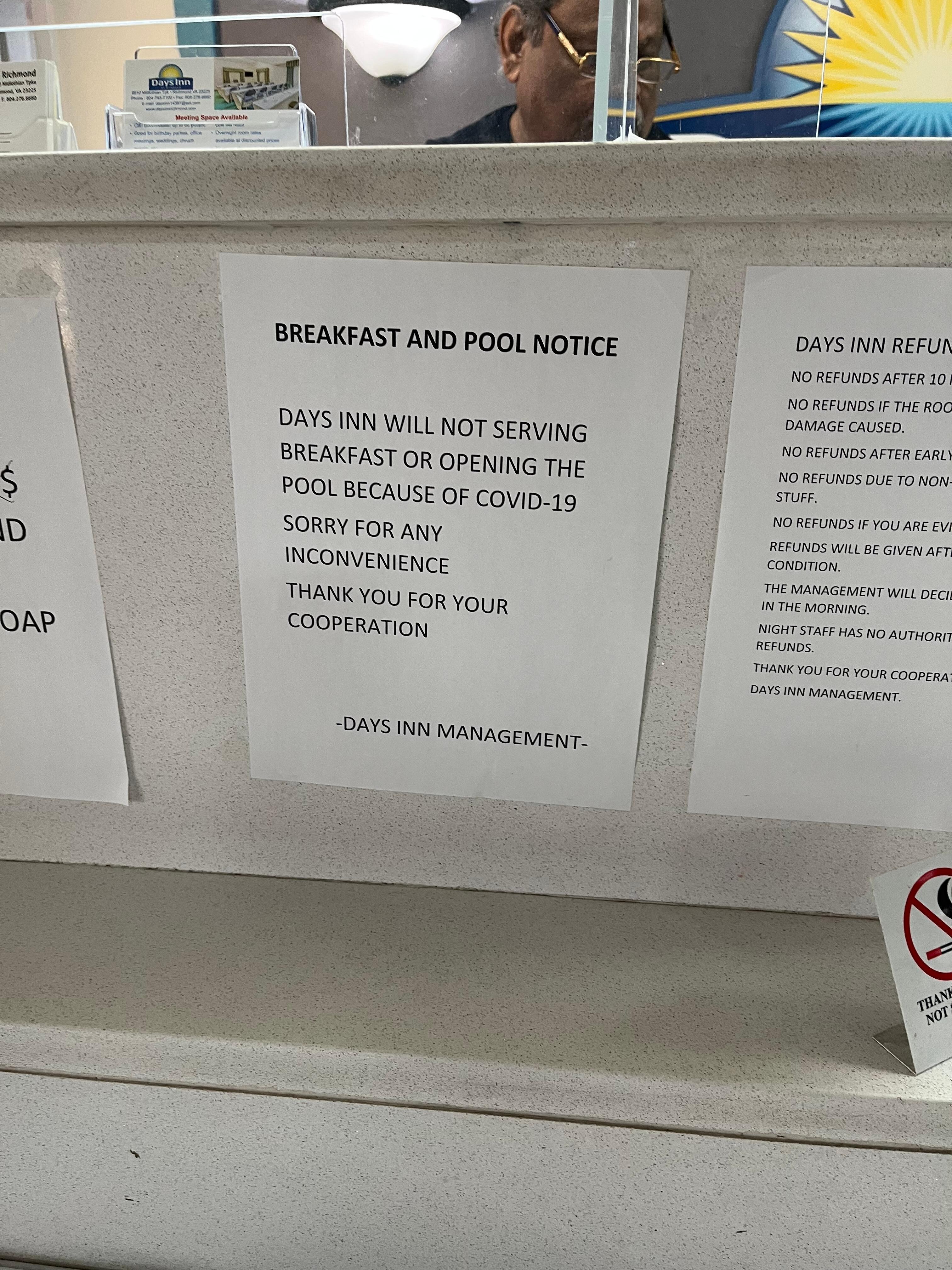No breakfast sign.