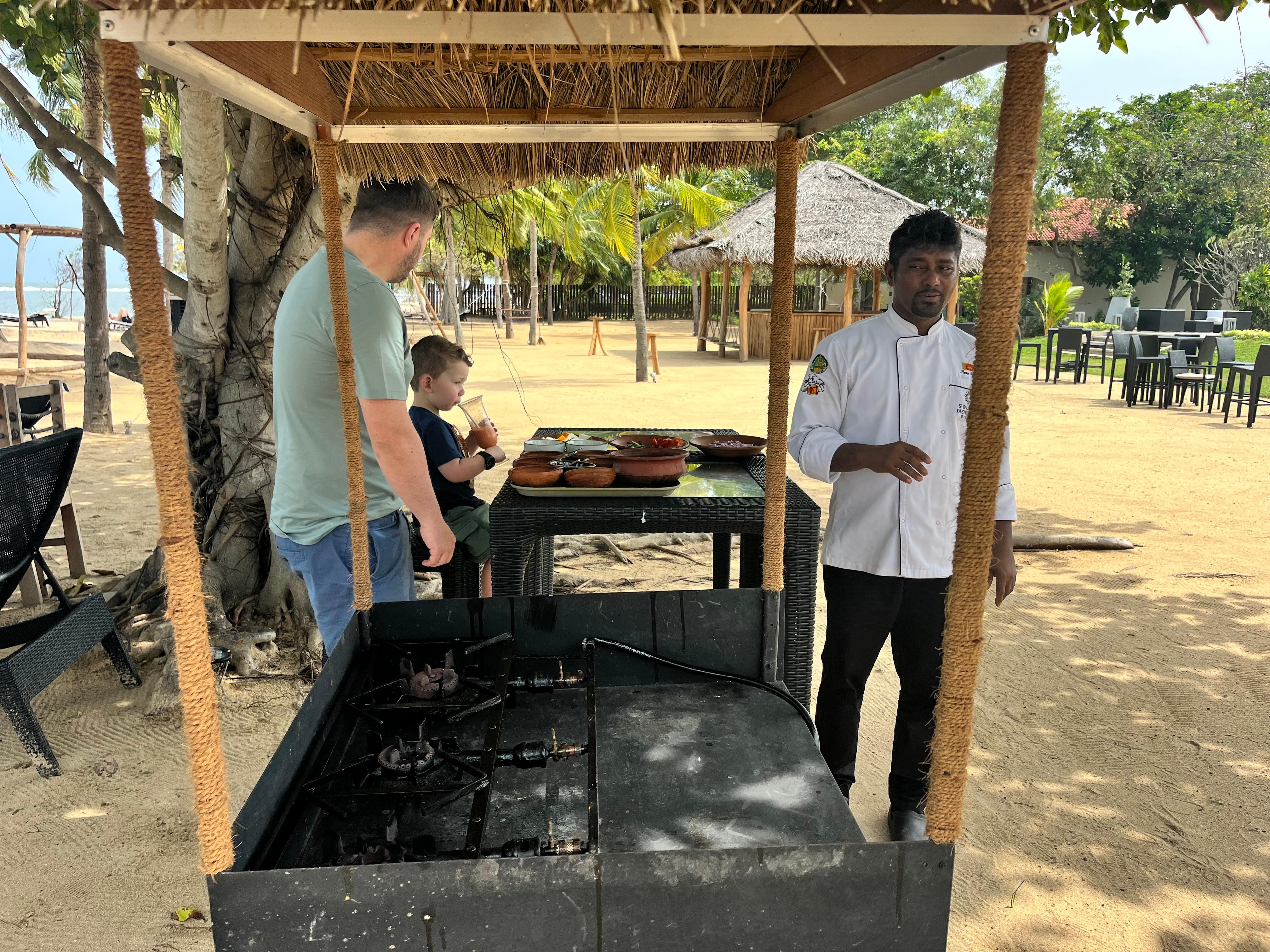 Cooking on the beach with the chef