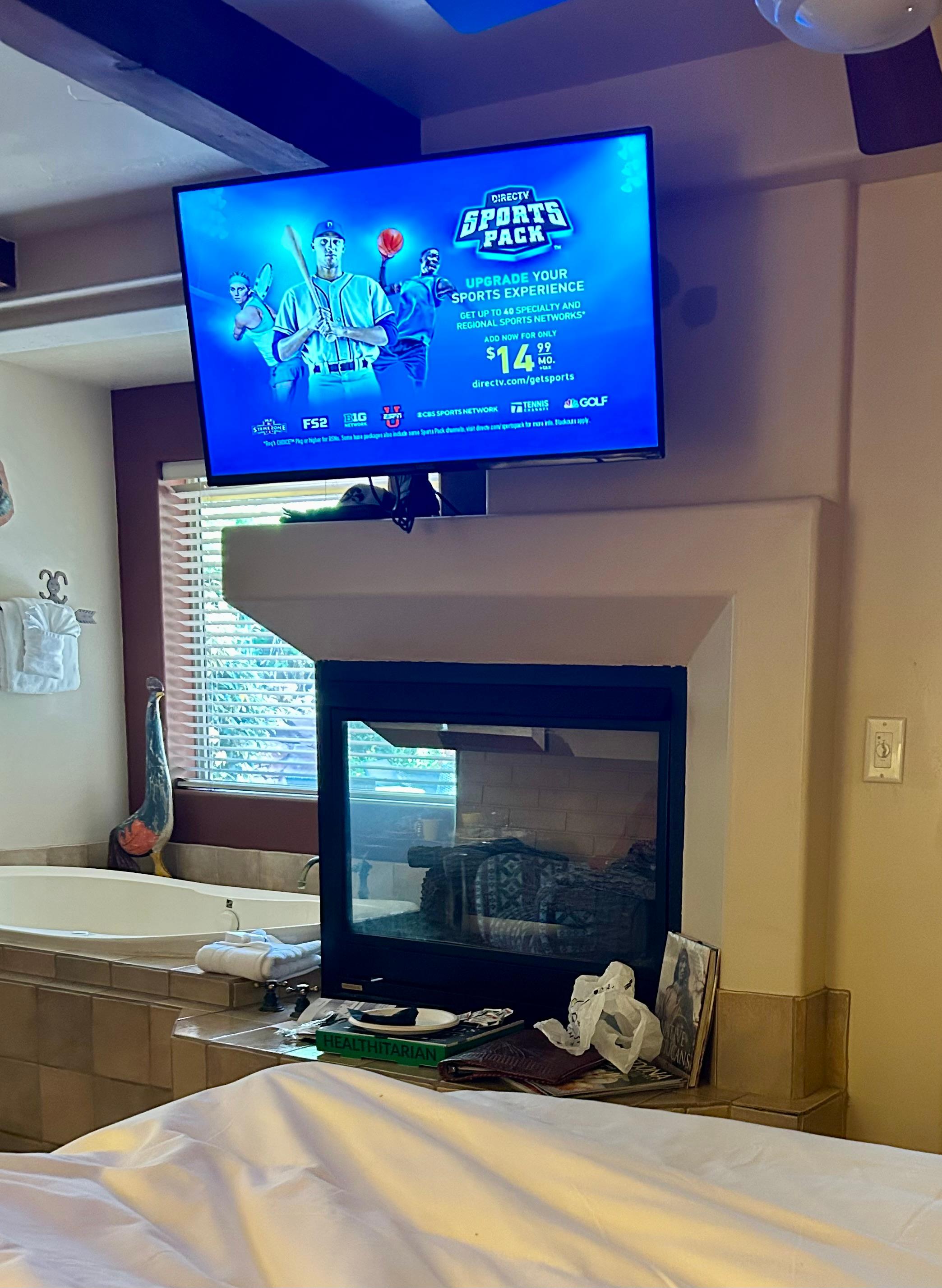 Gas fireplace and flat screen TV