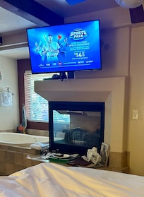 Gas fireplace and flat screen TV