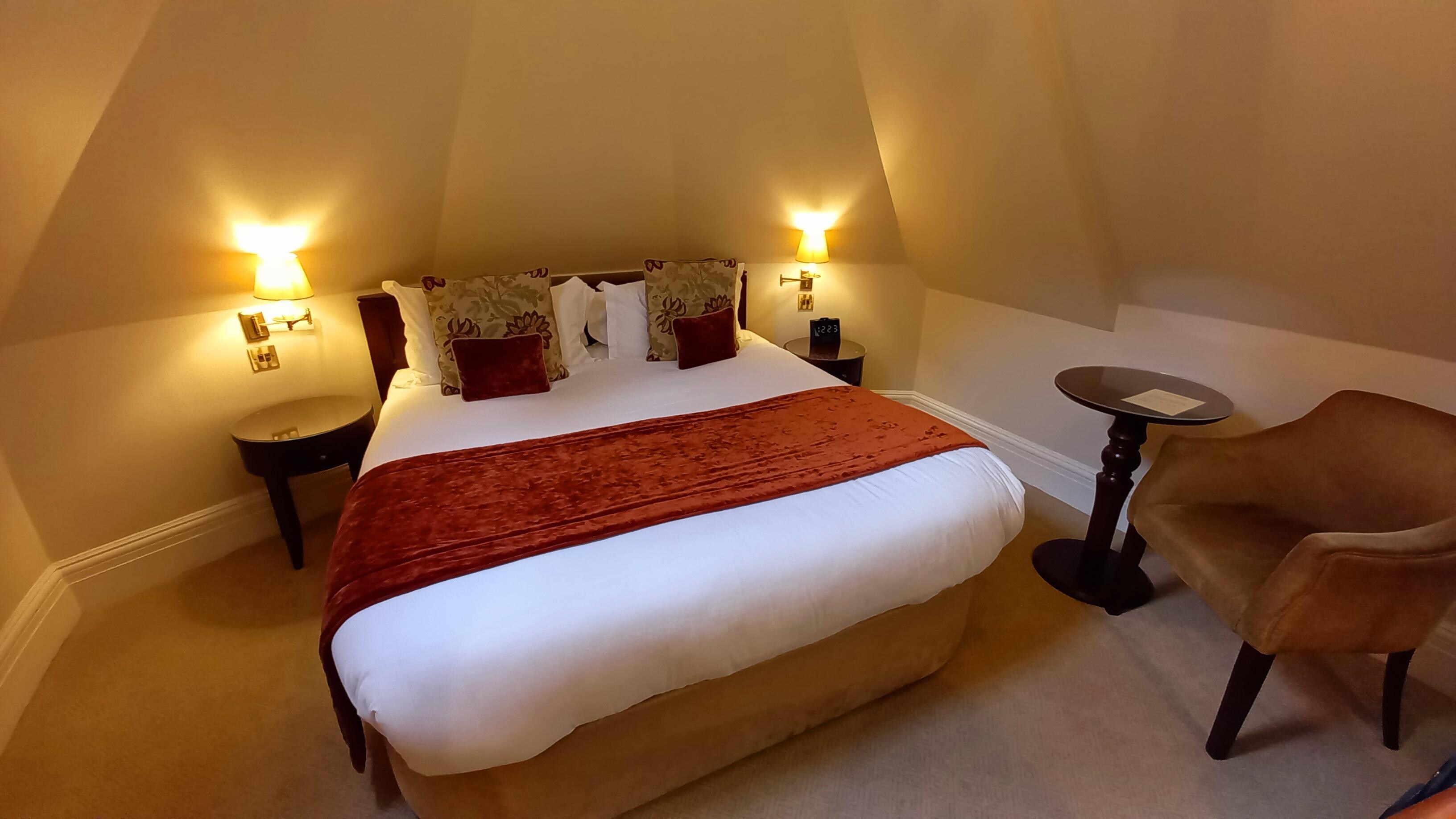 Comfy bed, in the round turret room