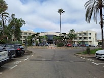 The hotel and the parking lot