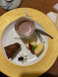 Dessert from our Multi-course meal (I recommend the half board)