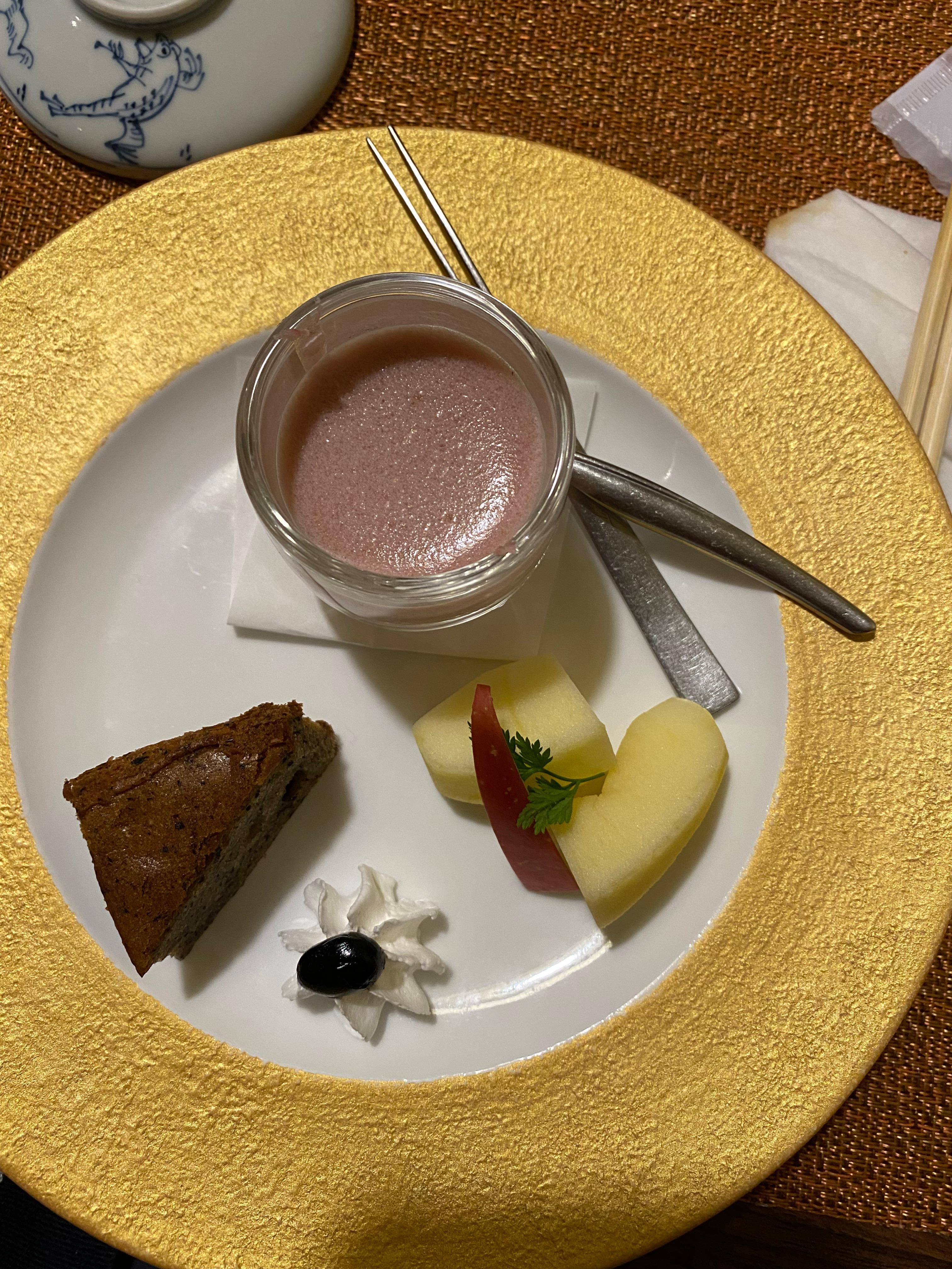 Dessert from our Multi-course meal (I recommend the half board)