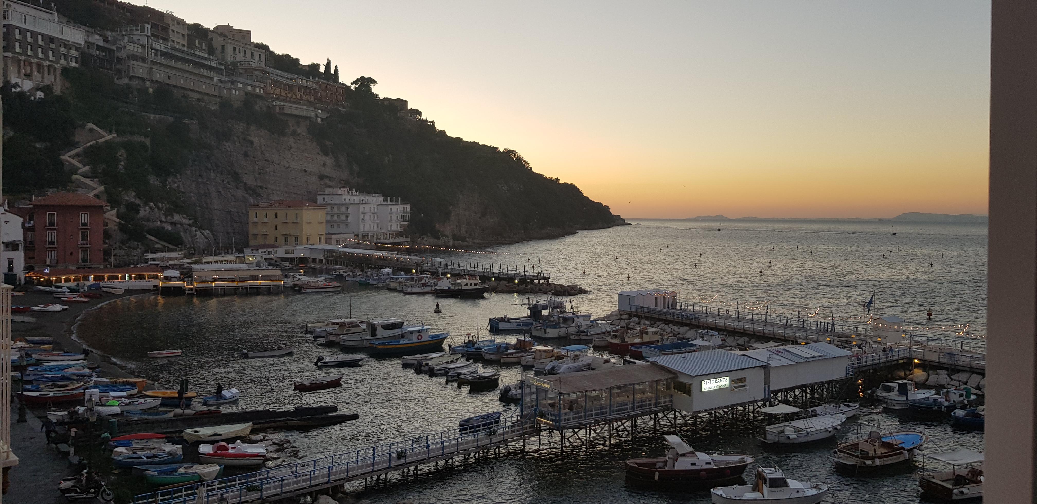 View from balcony at sunset