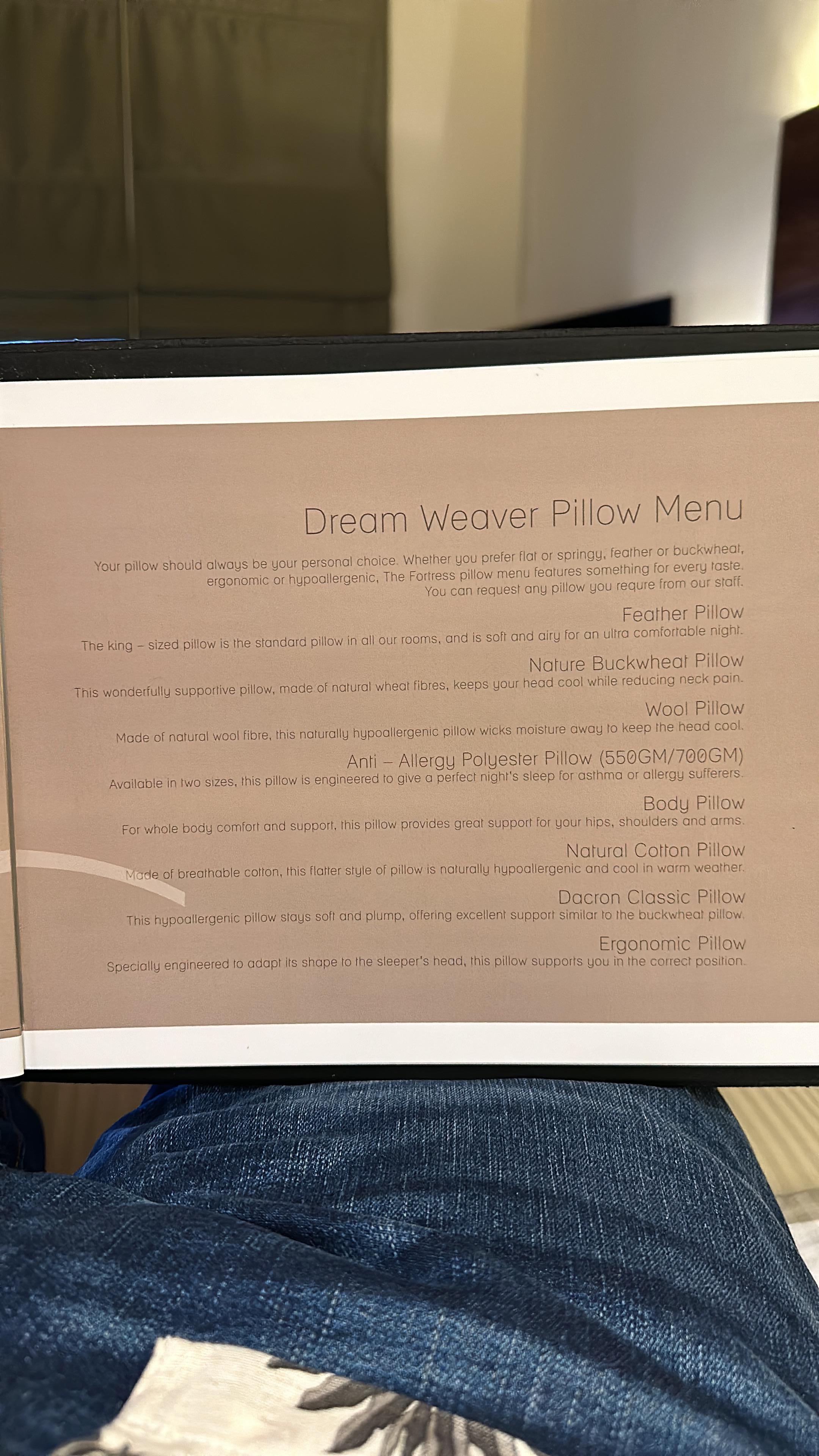 Pillow menu 😂