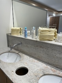 The downstairs restroom is very well kept and elegant.