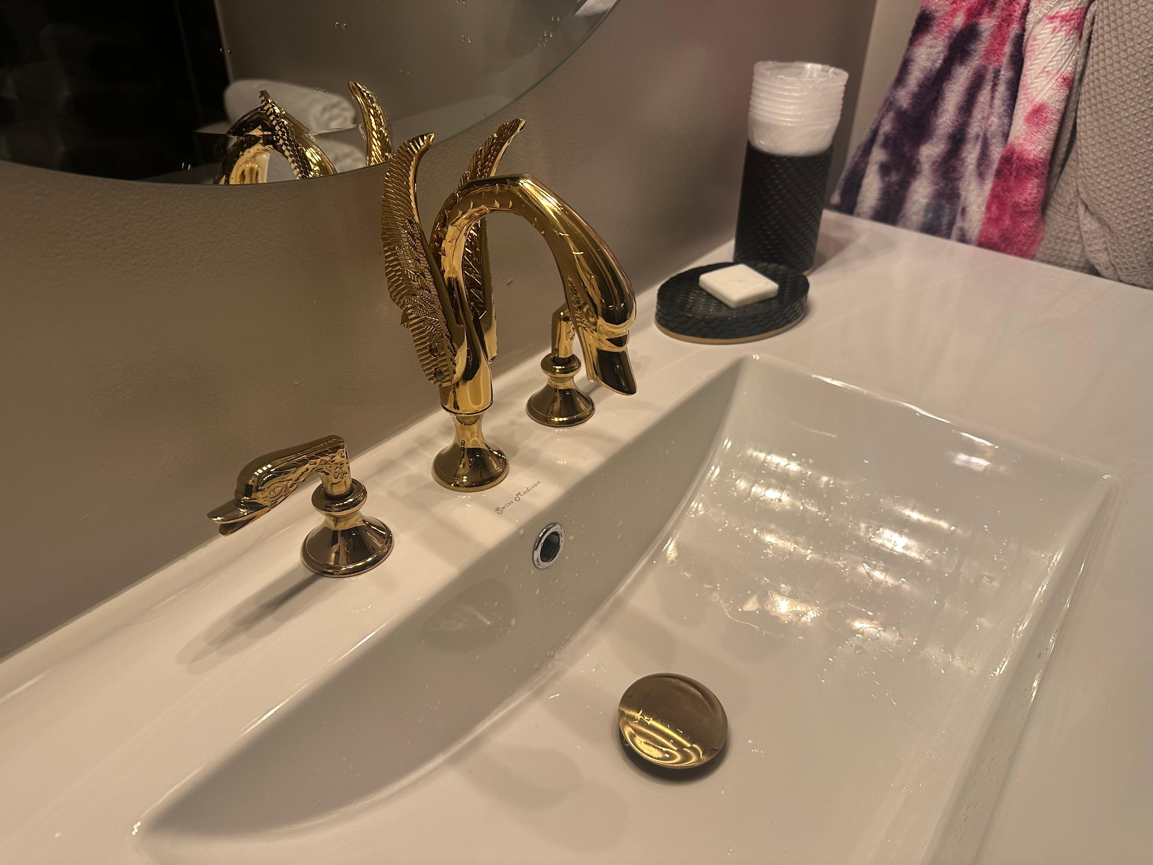 I’ve never seen a gold swan faucet before. 