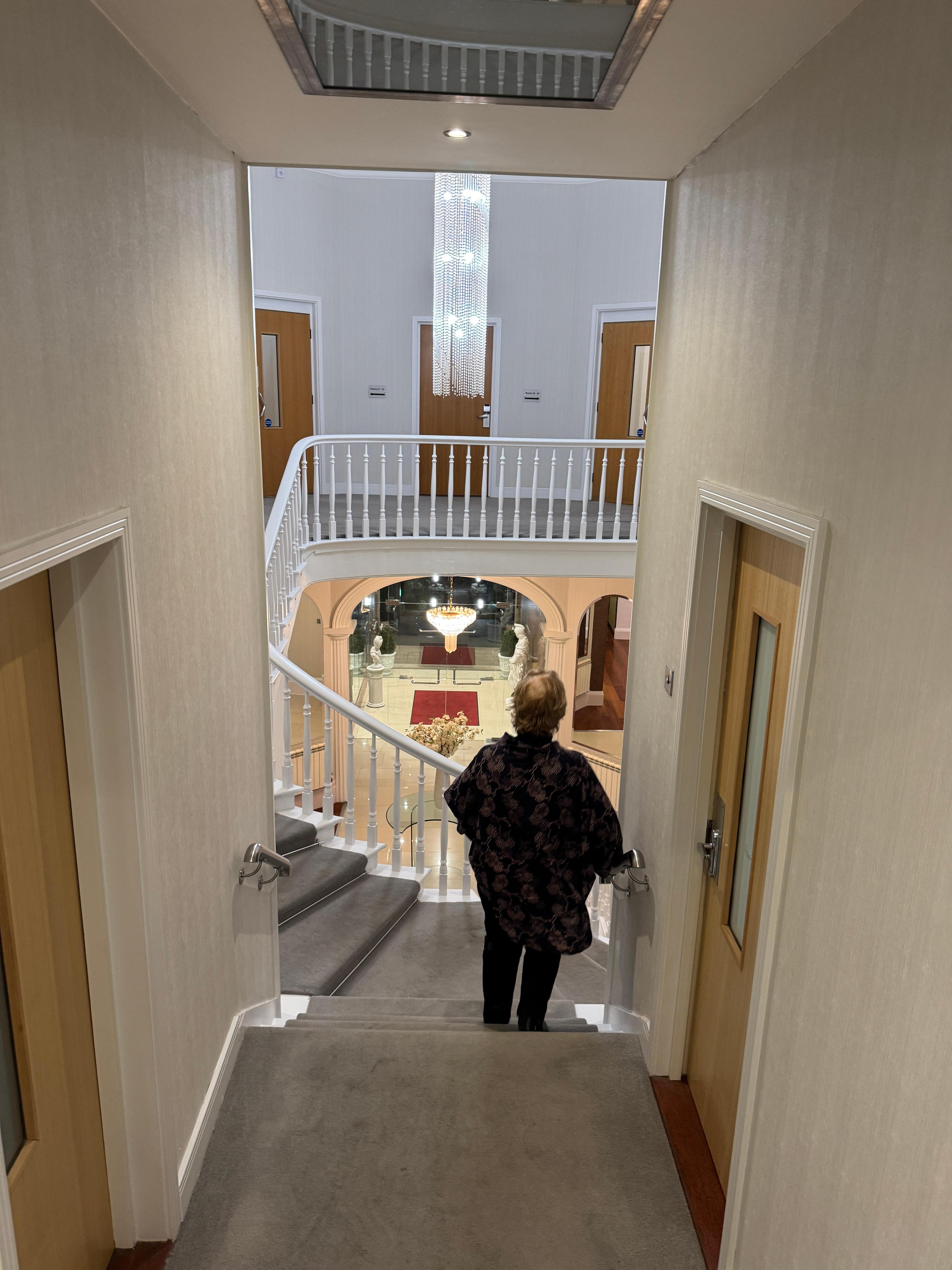 Stairs down to main entrance 