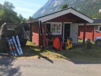 Tørking av utstyr etter en fantastisk dag på Stryn Sommerski