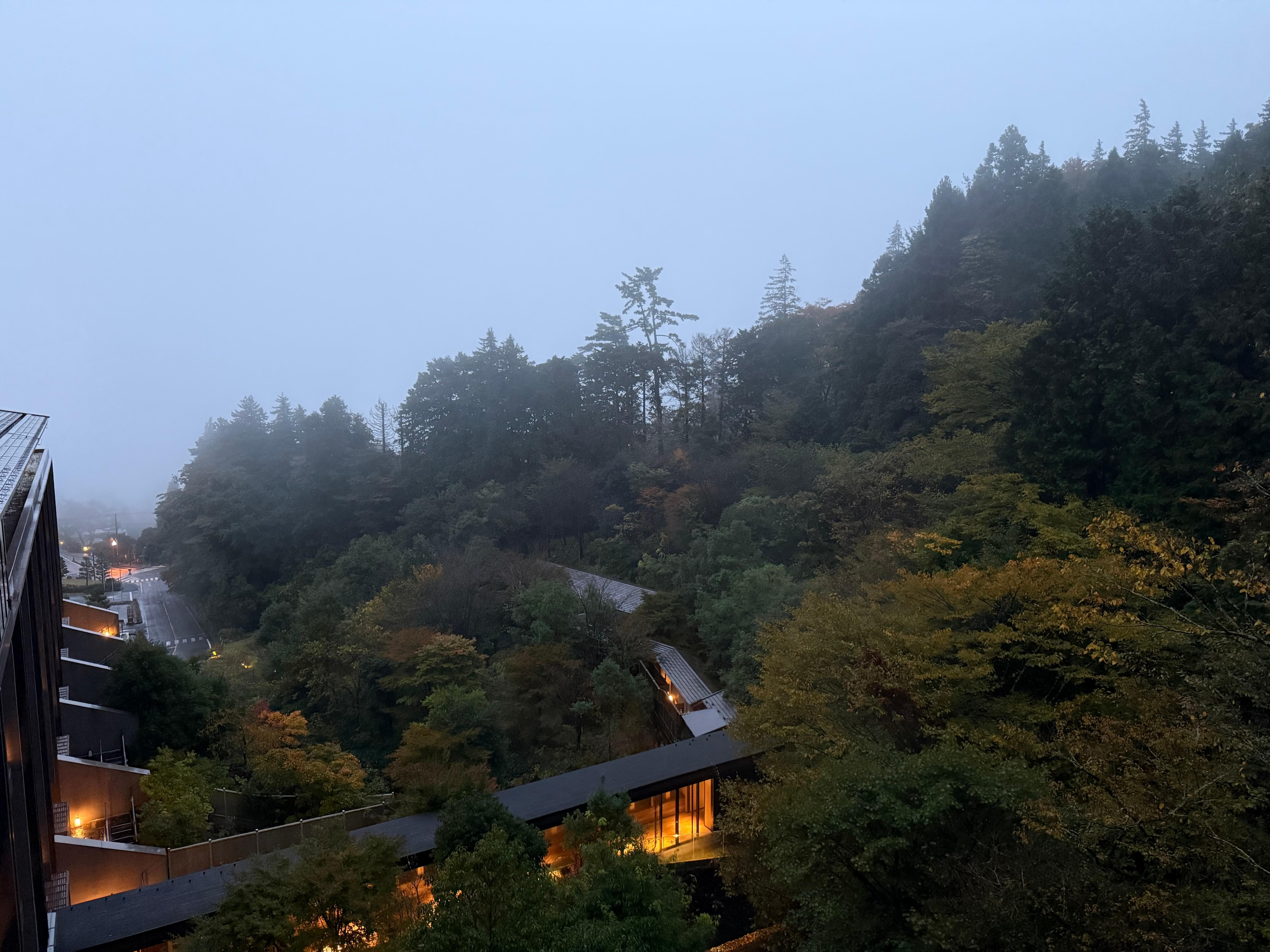 View from balcony, foggy day