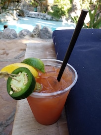 Morning Bloody Mary in the grotto.