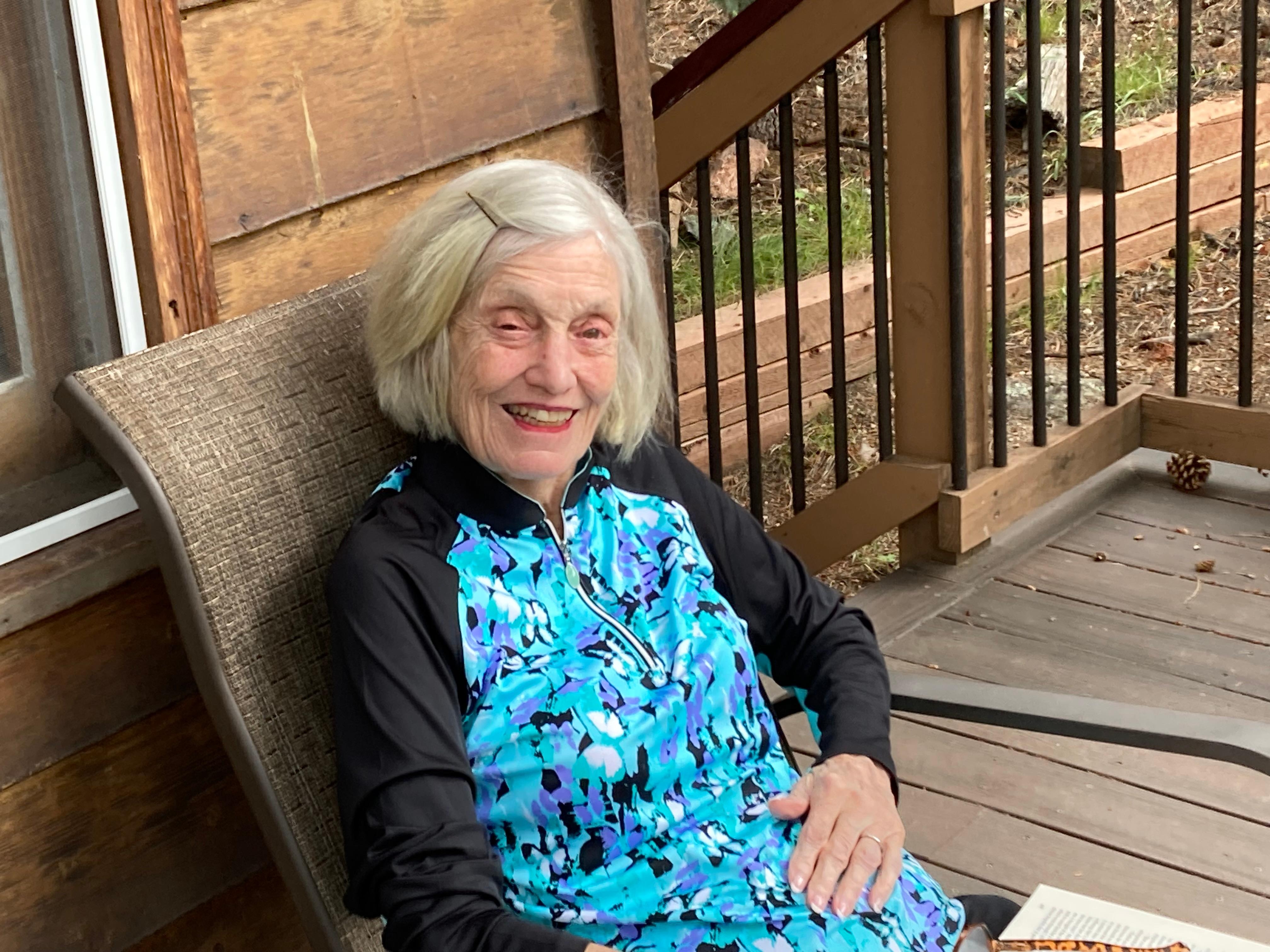 Nancy relaxing wh a glass of win