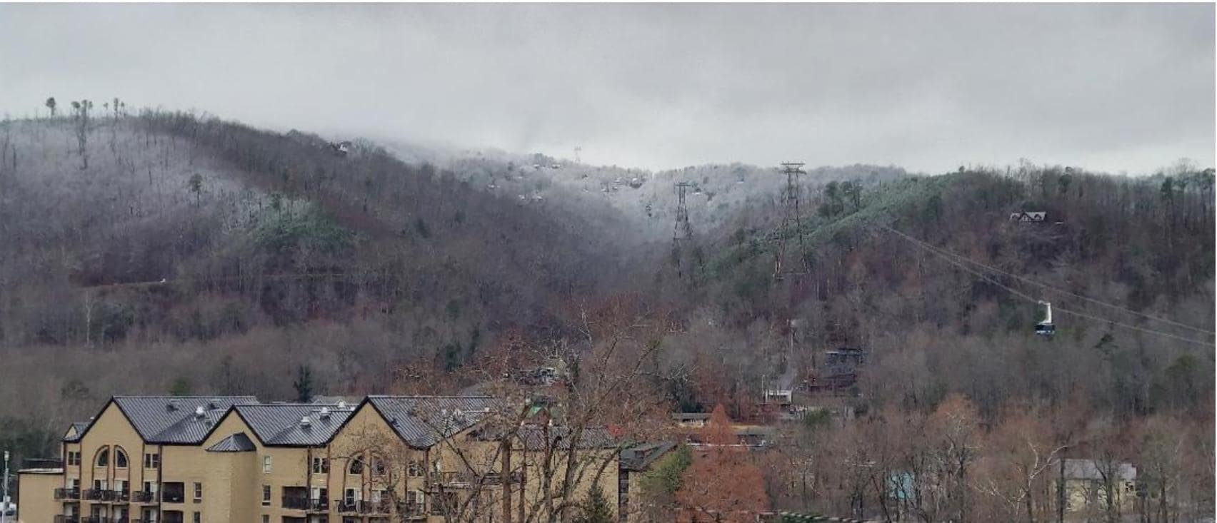 Light snow, view from balcony.
