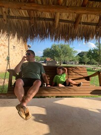 Cabana with swings and picnic table