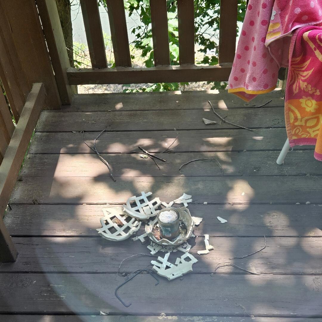 broken ceramic thing on deck