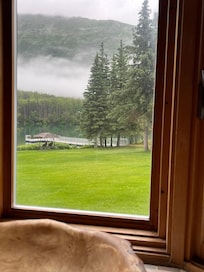 View from kitchen window to dock/Kenai river