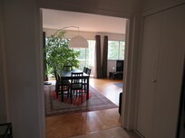 View into the living room and to the balcony