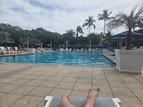 Great pool and super hot hot tub