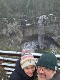 A very quick drive to the falls from the cabin.