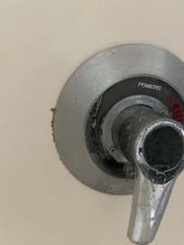 Broken/loose closet handle backplate with sharp edges