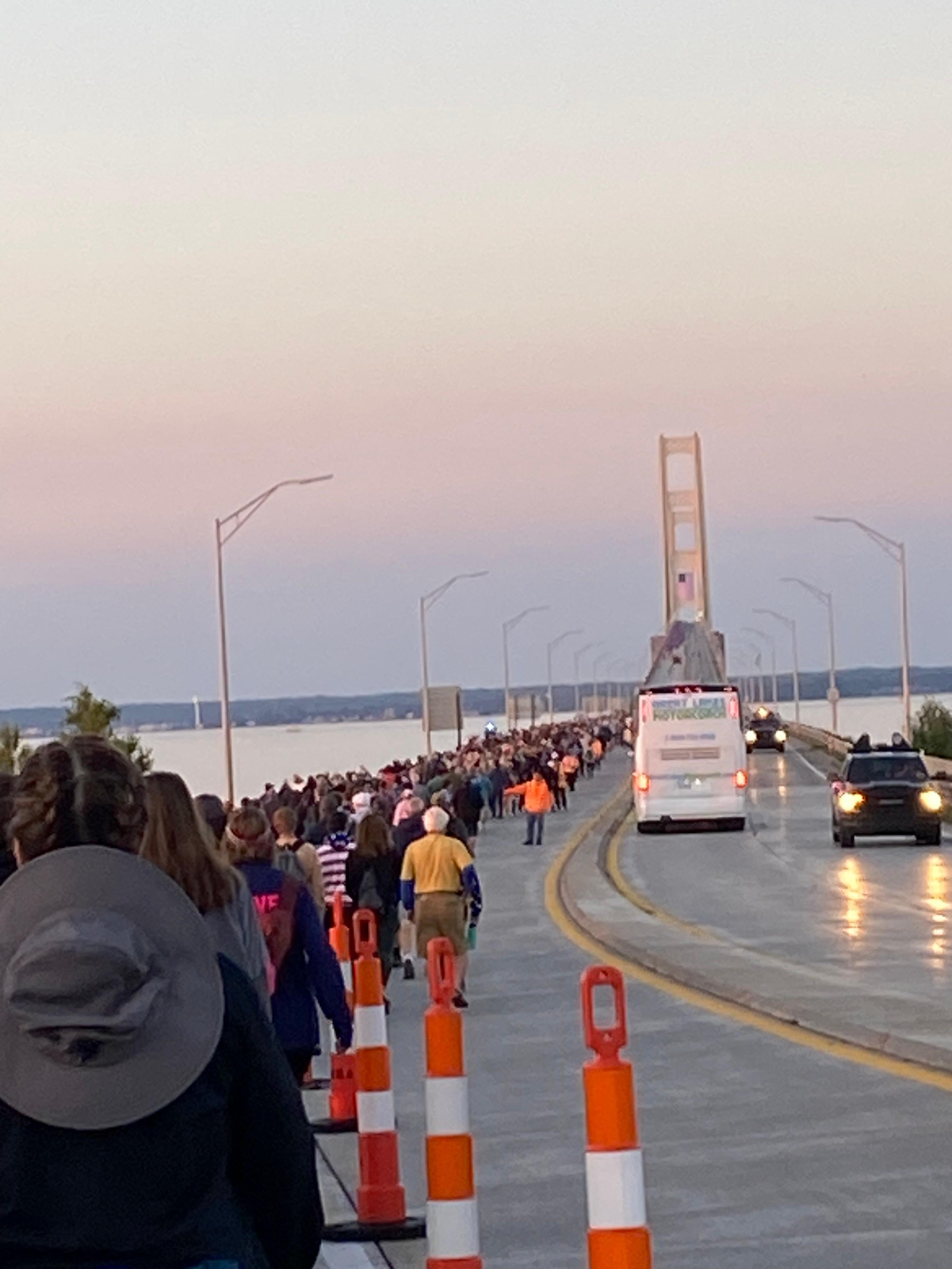 Opening up to walk across bridge
