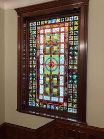 Lovely stained glass window by the staircase