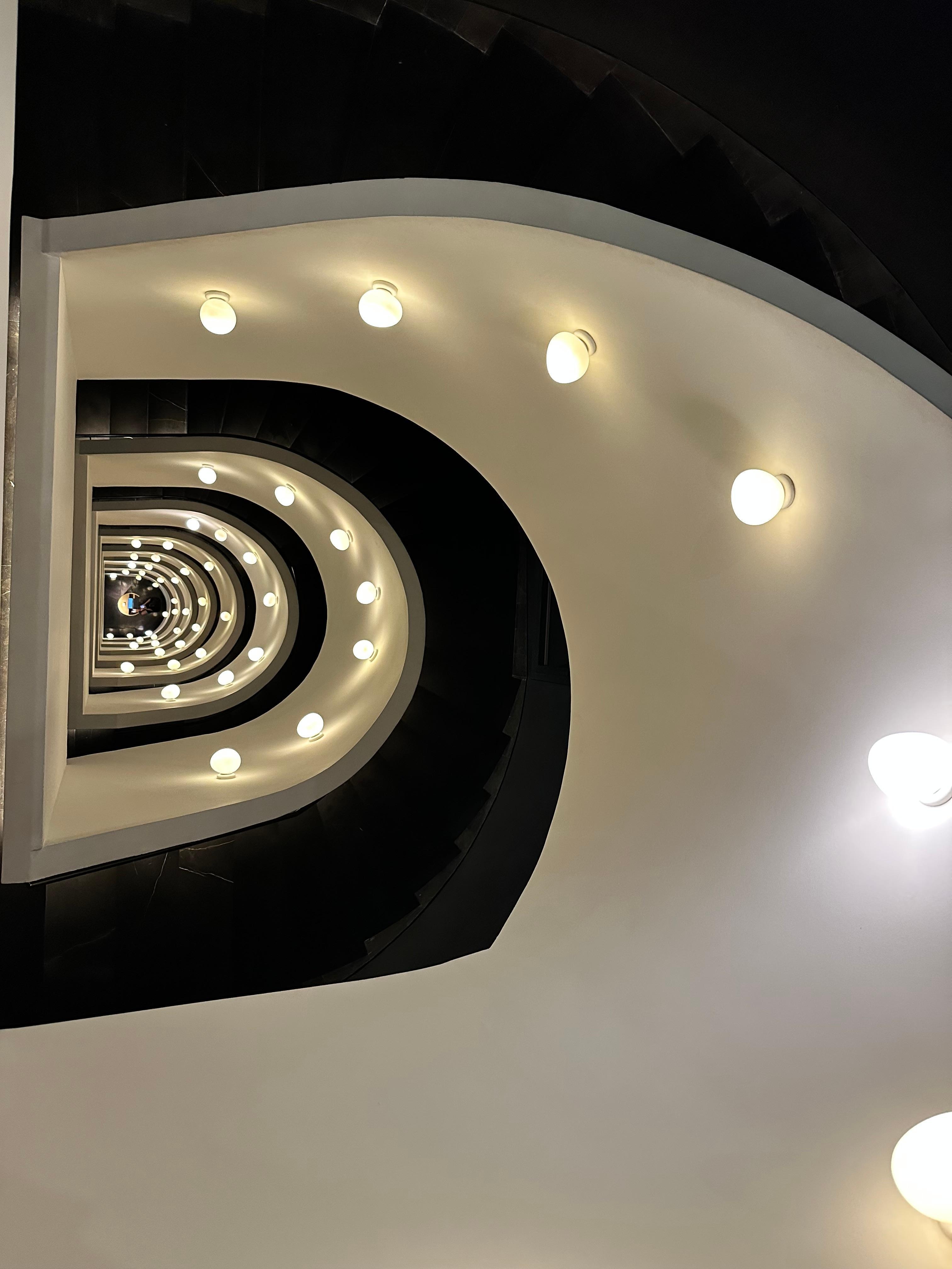 Looking down the staircase from the top