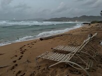 Stormy beach in afternoon