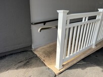 Unsafe broken hand rail. Be careful about kids!